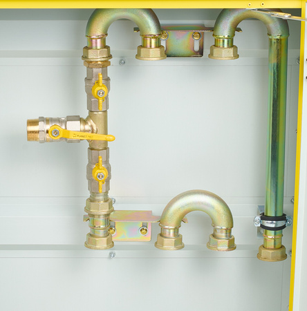 Punkt red.-pomiarowy w pionie 2 gazomierze, z laminatu, żółty 670x870x250