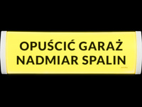 Tablica ostrzegawcza TP-4.As2/H2, "OPUŚCIĆ GARAŻ NADMIAR SPALIN"